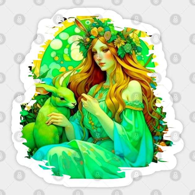 Art Nouveau Ostara Celtic Spring Sticker by HolidayBug